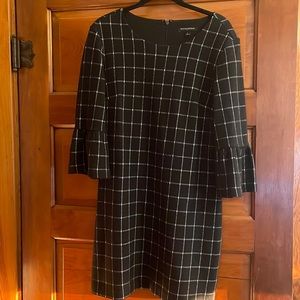 Banana Republic black and white plaid dress. Business Casual.